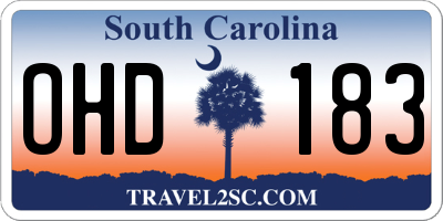 SC license plate OHD183