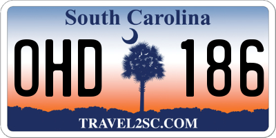 SC license plate OHD186