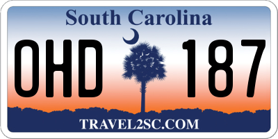SC license plate OHD187