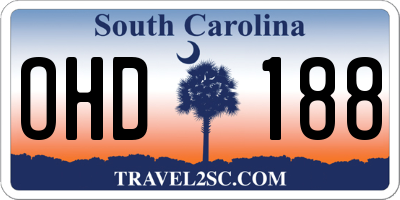 SC license plate OHD188