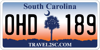 SC license plate OHD189