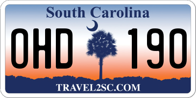 SC license plate OHD190