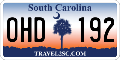 SC license plate OHD192