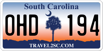 SC license plate OHD194