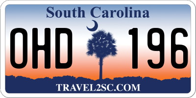 SC license plate OHD196