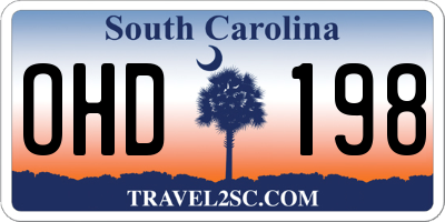 SC license plate OHD198