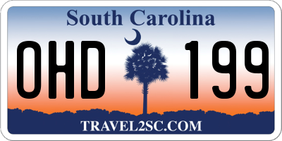 SC license plate OHD199