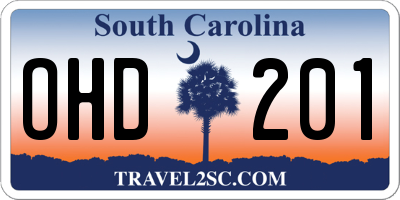 SC license plate OHD201