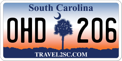 SC license plate OHD206