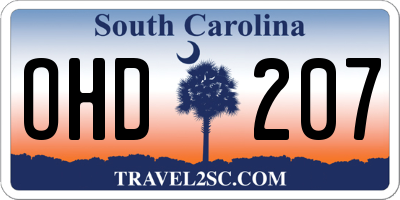 SC license plate OHD207