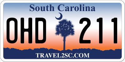 SC license plate OHD211