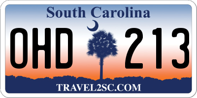 SC license plate OHD213