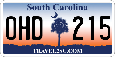 SC license plate OHD215