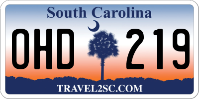 SC license plate OHD219