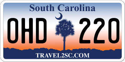 SC license plate OHD220