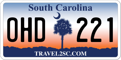 SC license plate OHD221