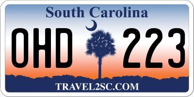 SC license plate OHD223