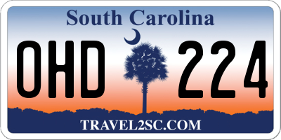 SC license plate OHD224
