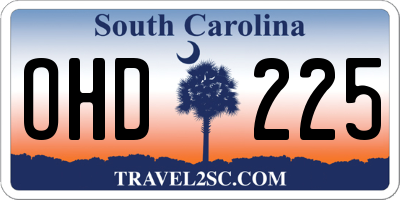 SC license plate OHD225