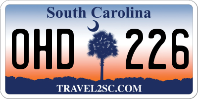 SC license plate OHD226
