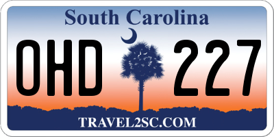 SC license plate OHD227