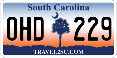 SC license plate OHD229