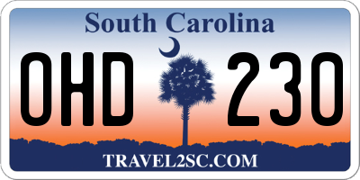 SC license plate OHD230