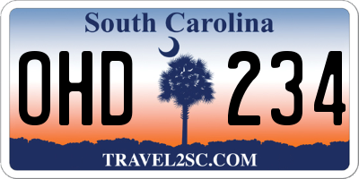 SC license plate OHD234