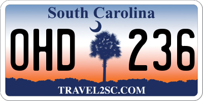 SC license plate OHD236