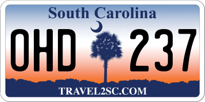 SC license plate OHD237