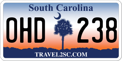 SC license plate OHD238
