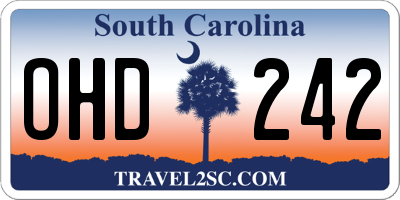 SC license plate OHD242