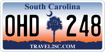 SC license plate OHD248