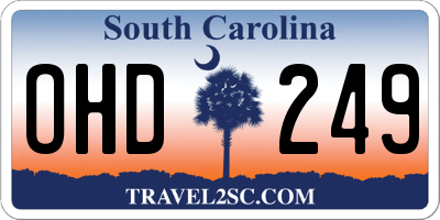SC license plate OHD249