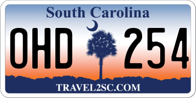 SC license plate OHD254