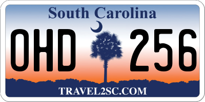 SC license plate OHD256