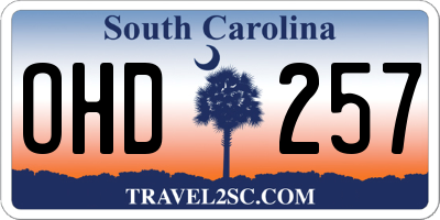 SC license plate OHD257