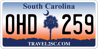 SC license plate OHD259