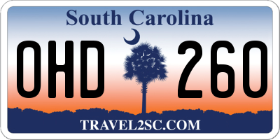 SC license plate OHD260