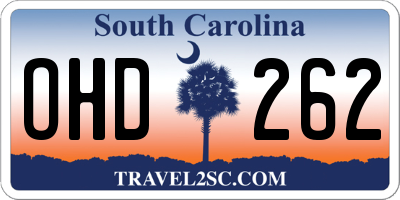 SC license plate OHD262