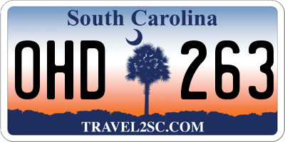 SC license plate OHD263
