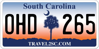 SC license plate OHD265