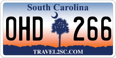 SC license plate OHD266