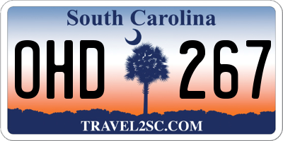 SC license plate OHD267