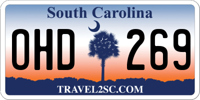 SC license plate OHD269