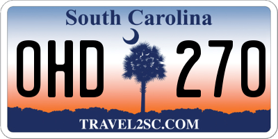 SC license plate OHD270