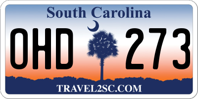 SC license plate OHD273