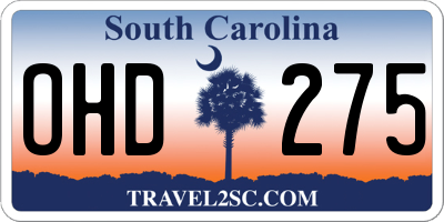 SC license plate OHD275