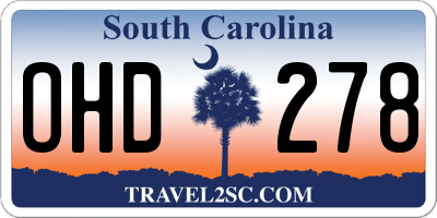 SC license plate OHD278