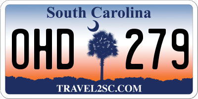 SC license plate OHD279